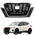 Front Upper Grille Kit Glossy Black With Chrome Frame For Kicks 2021 2022 2023 Honeycomb Style Replacement Bumper Hood Housing 