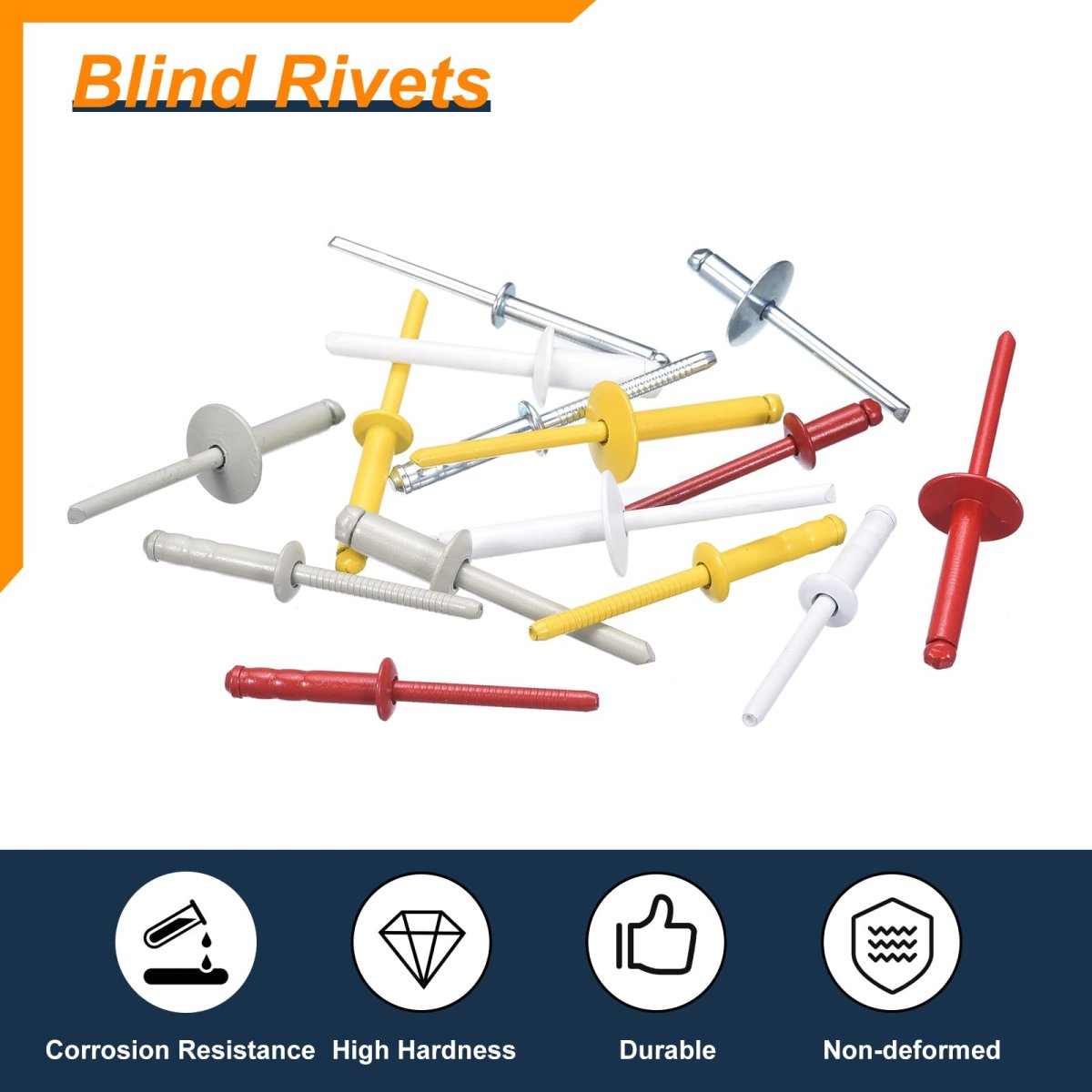 50 Pcs 3 16 In X 8 Round Head Blind Rivets Zinc Plated Carbon Steel Grip And Mandrel Cap Fasteners White