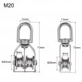 Uxcell M20 Pulley Block 2pcs Single Double Wheel Stainless Steel Swivel Rigging Lifting Fixed Crane Hanging Wire Towing