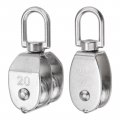Uxcell M20 Pulley Block 2pcs Single Double Wheel Stainless Steel Swivel Rigging Lifting Fixed Crane Hanging Wire Towing
