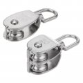 Uxcell M20 Pulley Block 2pcs Single Double Wheel Stainless Steel Swivel Rigging Lifting Fixed Crane Hanging Wire Towing