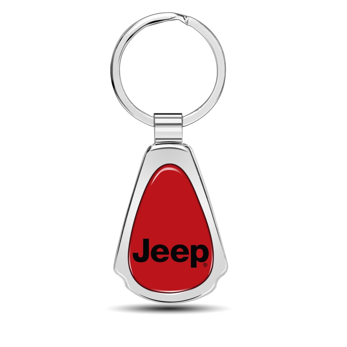 Jeep On Red Dome Mirror Chrome Metal Teardrop Premium Key Chain Keychain