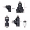 Uxcell Pneumatic 6mm Od Pu Air Hose Pipe Tube Kit 10m Blue With Black Push To Connect Fittings