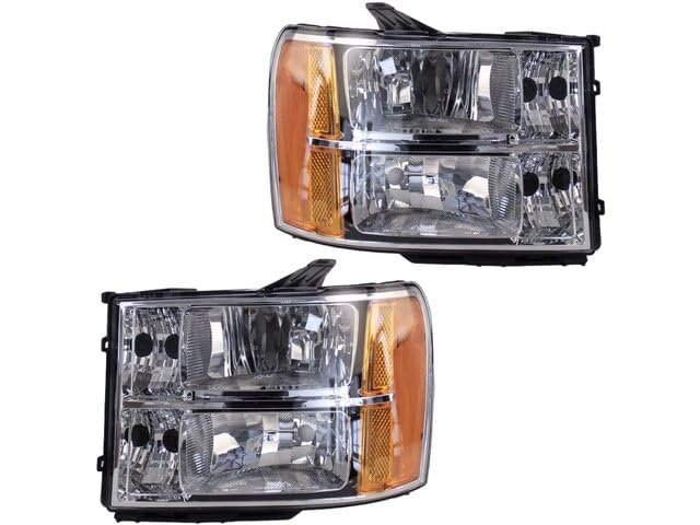 Headlight Assembly Set Of 2 Halogen For 2007-2014 Gmc Sierra 2500 Hd