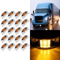 20pcs 12 Led Amber Rectangular Armored-style Side Marker Light W Chrome Rectangle Trailer Clearance Lights Surface Mount Boat 