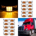 20pcs 12 Led Amber Rectangular Armored-style Side Marker Light W Chrome Rectangle Trailer Clearance Lights Surface Mount Boat