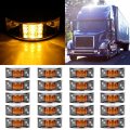 20pcs 12 Led Amber Rectangular Armored-style Side Marker Light W Chrome Rectangle Trailer Clearance Lights Surface Mount Boat