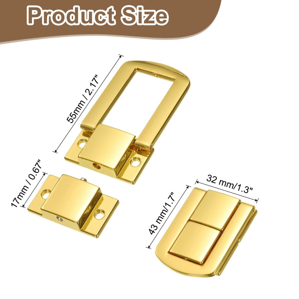 6pcs Toggle Catch Lock 1 7 X 3 Hasp Latch Mini Clasp With Mounting Screws For Jewelry Box Gift Wooden Cabinet Bright Gold
