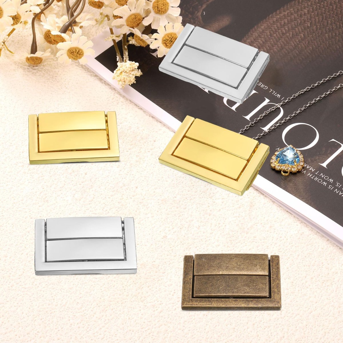 6pcs Toggle Catch Lock 1 7 X 3 Hasp Latch Mini Clasp With Mounting Screws For Jewelry Box Gift Wooden Cabinet Bright Gold