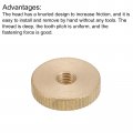 Uxcell Knurled Thumb Nuts 2pcs M6 X D20mm H5mm Brass Nut Flat Head Through Hole Lock Adjusting For 3d Printer Parts