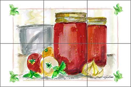 Artwork On Tile Ceramic Mural Backsplash Made From Scratch By Luann Roberto Kitchen Shower Wall 18 X 12 6 Tiles