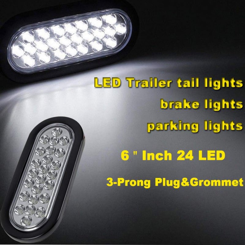 6 In Oval Led Trailer Tail Lights 24 Clear Lens Reverse Flush Mount For Truck Rv Boat And Horse Trailers Ip67 Waterproof 2 Pack