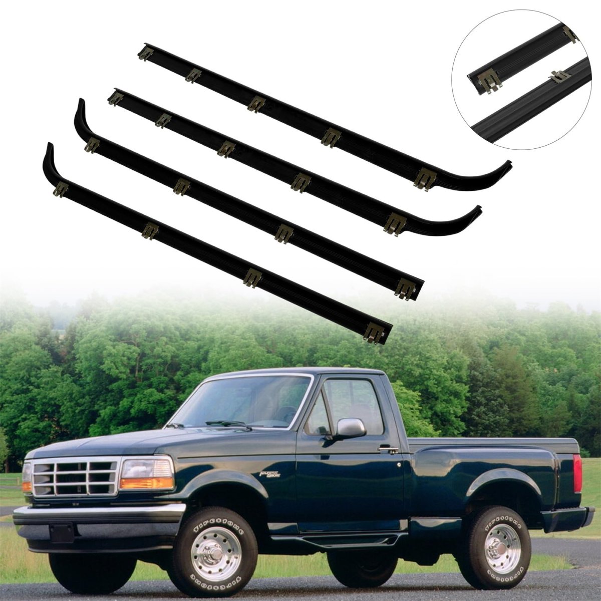 Premium Window Molding Trim Perfect Fit For 1987-1997d F150 F250 F350 For Bronco Replaces Part Numbers E7tz1521452a