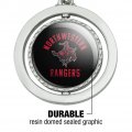 Northwestern Oklahoma State Rangers Spinning Round Keychain Chrome Plated Metal With Resin Top And Leather Tassel 1 3 In