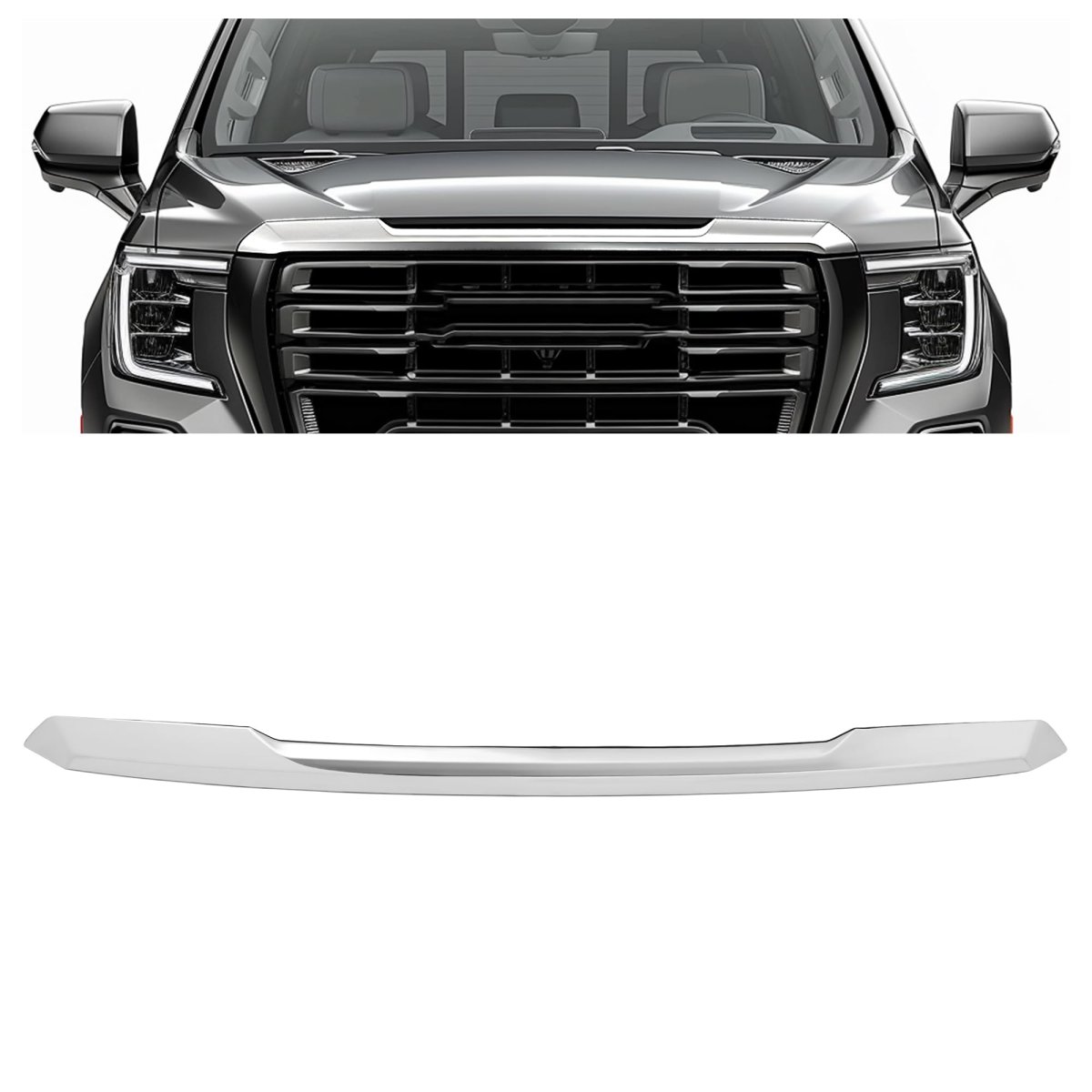 Front Upper Hood Molding Trim For 2021 2024 Gmc Yukon And Xl Chrome Abs Plastic Panel Moulding Replacement 84835786 Gm1200772