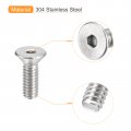 Uxcell 8-32x1 2 Flat Countersunk Head Socket Cap Screws 100pcs 304 Stainless Steel Hex Full Thread Bolts