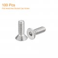 Uxcell 8-32x1 2 Flat Countersunk Head Socket Cap Screws 100pcs 304 Stainless Steel Hex Full Thread Bolts