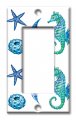 Art Plates Single Gang Rocker Switch Decorative Metal Wall Plate Colorful Seahorse And Shells 