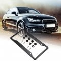 X Autohaux 2pcs License Plate Frame Metal Stainless Steel Front Rear Car Tag Cover Rust Proof Mirror Polish Holder With Screws