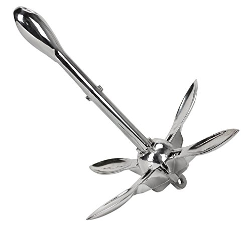 Boattector Stainless Steel Folding Grapnel Anchor 3006 6672 For Pwc Dinghies Inflatable Boats Canoes And Jon Silver