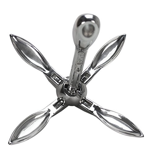Boattector Stainless Steel Folding Grapnel Anchor 3006 6672 For Pwc Dinghies Inflatable Boats Canoes And Jon Silver