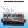 1 Set 6 Way Blade Fuse Block Box Holder W Negative Bus Atc Ato Standard Circuit 10v-32v Dc For Automotive Truck Boat Marine Rv