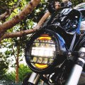 Qiilu Motorcycle Headlight Grill 7 09inch Iron Retro Round Cover Mask Black