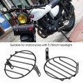 Qiilu Motorcycle Headlight Grill 7 09inch Iron Retro Round Cover Mask Black