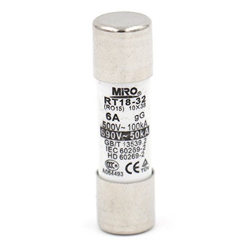 Baomain Rt18-32 Ro 15 Ac Cylindrical Fuse 10 X 38 6 Amp 500v 5pack