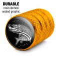 Musky Fishing Illustration Valve Stem Caps For Tire Rim Wheel Aluminum Yellow