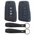 Kcpros 2pcs Rubber Silicone 4 Buttons Remote Smart Flip Key Fob Cover Case Protector Keyless With Keychain For Toyota Camry 