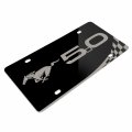 Ipick Image Ford Mustang 5 0 Gt Matt-look Laser Mark Checker Stripe Black Acrylic License Plate