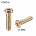Uxcell M8x30mm Furniture Screw Hex Socket Machine Screws Zinc Plated Fasteners Bolts Full Thread Carbon Steel 20pcs