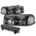 Compatible With Gmc Yukon Gmt800 Pair Of Black Hosuing Clear Corner Headlight 3rd Brake Light Smoke Lens