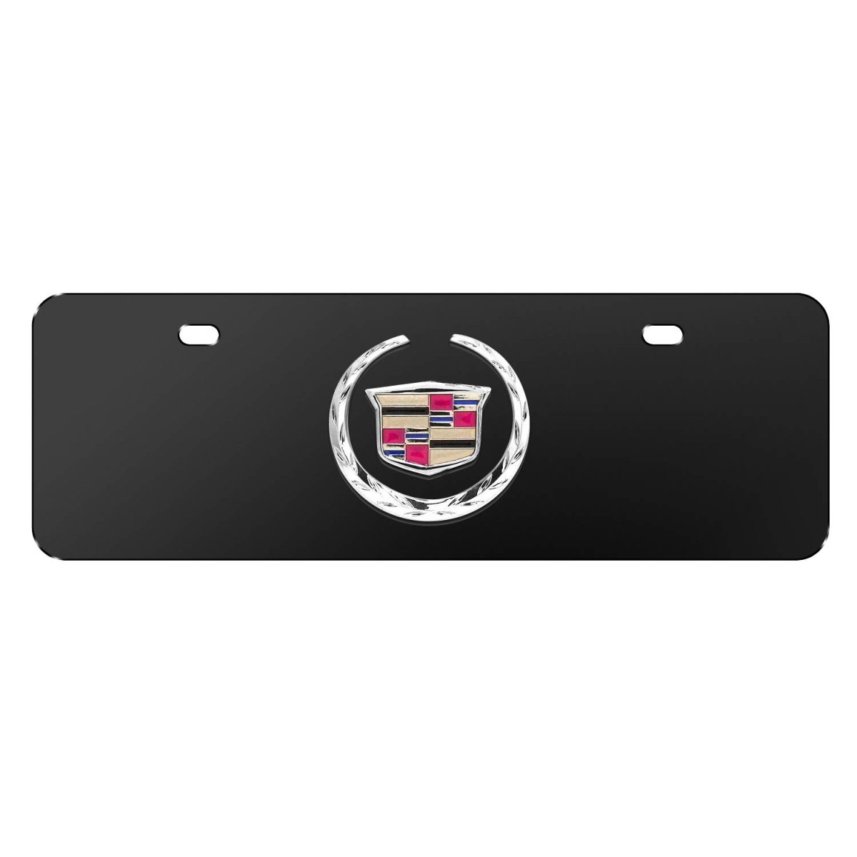 Cadillac 3d Metal Logo European Look License Plate Black Stainless Steel Half Size 12 In X 4 25 Official Licensed Bk3d