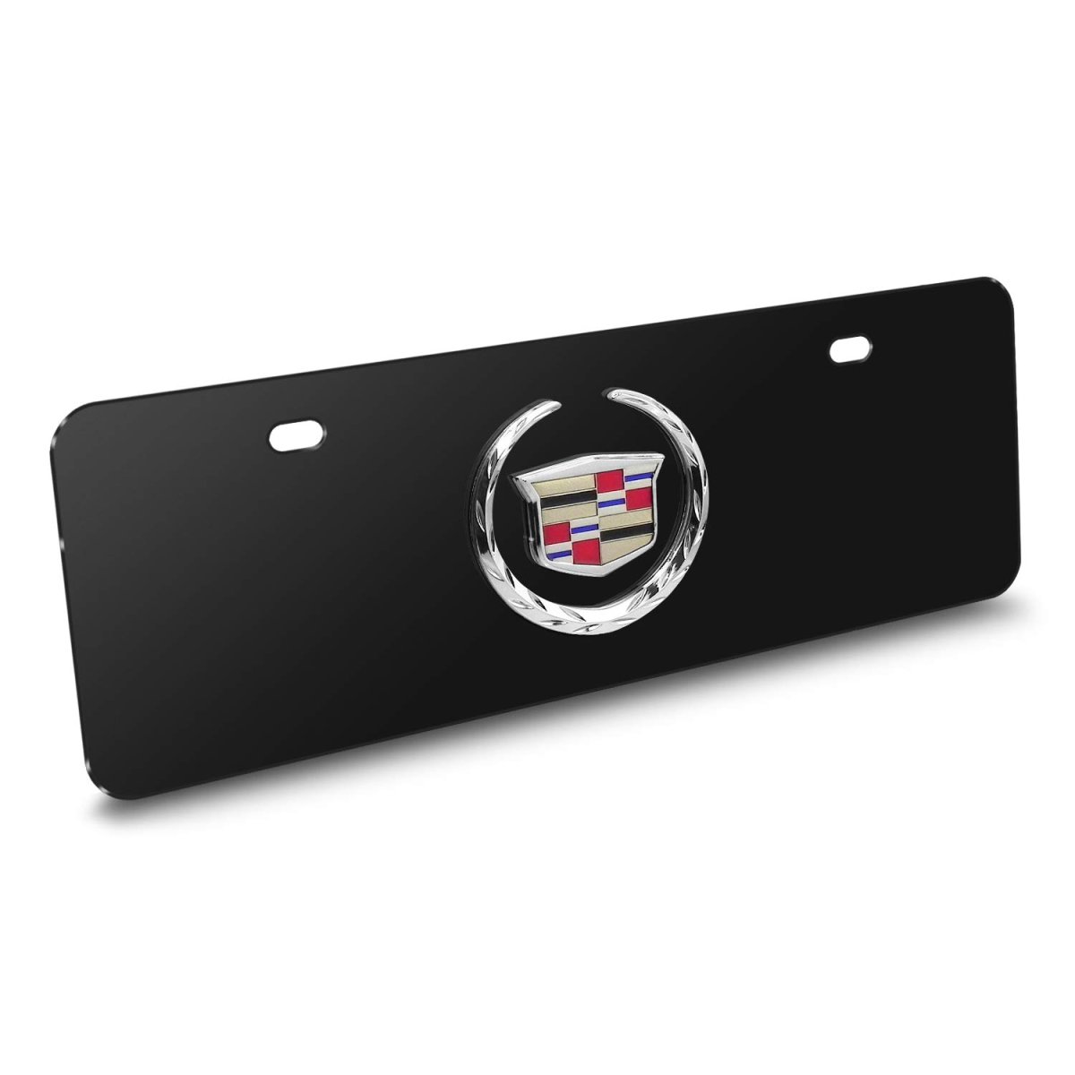 Cadillac 3d Metal Logo European Look License Plate Black Stainless Steel Half Size 12 In X 4 25 Official Licensed Bk3d