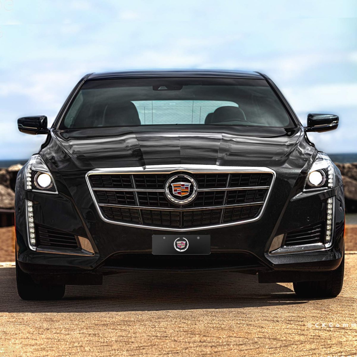 Cadillac 3d Metal Logo European Look License Plate Black Stainless Steel Half Size 12 In X 4 25 Official Licensed Bk3d