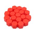 20pcs 17mm Rubber Car Wheel Tire Nut Screw Lug Dust Cover Caps Hub Protector Red Universal Replacement 