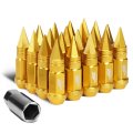 J2 Engineering 7075-t6 Compatible Withged Aluminum M12x1 5 20pcs 80mm Tall Spiky Cap Lug Nut Set W Adapter Gold