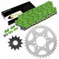 Caltric Green Drive Chain And Sprockets Kit Compatible With Suzuki Lt250s Quadsport 250 1989 1990