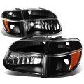 Auto Dynasty 4pcs Black Housing Amber Corner Headlights Bumper Lights Compatible With Ford Explorer 95-01 Mercury Mountaineer