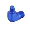 X Autohaux An4 90 Degree Male To 3 8 Npt Flare Bulkhead Fitting Adaptor Connector For Car Blue 6061 Aluminum Alloy
