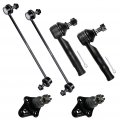 6pcs Suspension Kit 2 Front Outer Tie Rod End Lower Ball Joint Stabilizer Sway Bar Fit For 2000-2005 Toyota Celica Es3566