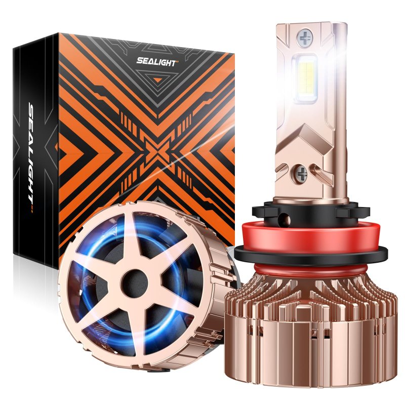 Sealight 2024 Newest X6s H11 H9 H8 Low Beam Led Bulbs 28000lm 800 Brightness 6000k Soft White Plug And Play Upgraded