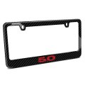 Ford Mustang 5 0 License Plate Frame Red And Black Real 3k Carbon Fiber Glossy Finish Official Licensed Universal Fit 12 In X 6 