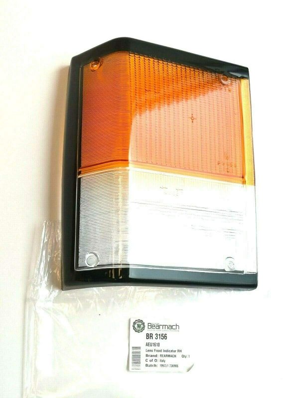 Bearmach Front R H Passenger Side Indicator Lens In Amber Clear Version For Land Rover Rr Classic County 1982-1989 Part Aeu1610