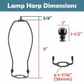 Aspen Creative 20040-32a 9 Lamp Shade Harp Holder With E26 Uno Fitter Adapter Includes Solid Steel Bumped Cylinder Finial And