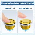 Uxcell 22 Mm Momentary Push Button Switch Aluminum Alloy Round Start Spst 1no Ac 250v Gold Tone