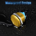Uxcell 22 Mm Momentary Push Button Switch Aluminum Alloy Round Start Spst 1no Ac 250v Gold Tone