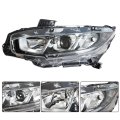 1pc Headlight Assembly Chrome Housing Replacement For Honda Civic 2016-2020 Halogen With Drl Driver Side Lh Ho2503173 Ho2502173